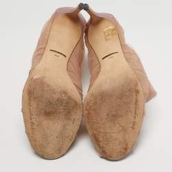 مملوكة مسبقًا Dolce & Gabbana Size 39.5 Pink Net and Satin Ankle Length Boots