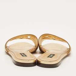 Pre Owned حذاء سلايد دولتشي أند غابانا شعار دي جي ذهبي جلد مقاس 37