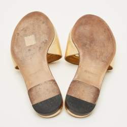 Pre Owned حذاء سلايد دولتشي أند غابانا شعار دي جي ذهبي جلد مقاس 37