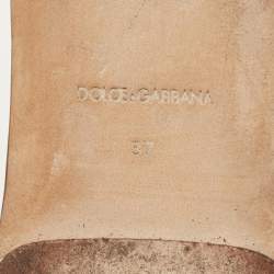 Pre Owned حذاء سلايد دولتشي أند غابانا شعار دي جي ذهبي جلد مقاس 37