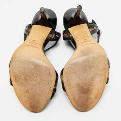 مملوكة مسبقًا Dolce & Gabbana Size 36 Two Tone Patent Leather Bow Ankle Strap Sandals