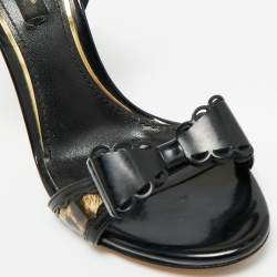 مملوكة مسبقًا Dolce & Gabbana Size 36 Two Tone Patent Leather Bow Ankle Strap Sandals