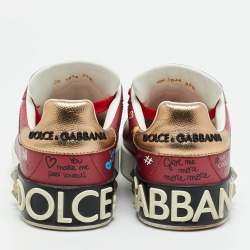 Pre Owned Dolce & Gabbana Portofino Size 37.5 Burgundy Leather Lace Up Sneakers