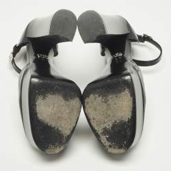 مملوكة مسبقًا حذاء كعب عالي دولتشي أند غابانا مسطح جلد لامع أسود مقاس 37