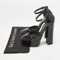 مملوكة مسبقًا حذاء كعب عالي دولتشي أند غابانا مسطح جلد لامع أسود مقاس 37