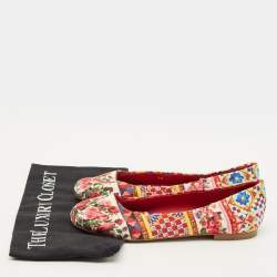 مملوكة مسبقًا حذاء باليرينا دولتشي أند غابانا قماش متعدد الألوان مقدمة دائرية مقاس 38