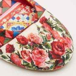 مملوكة مسبقًا حذاء باليرينا دولتشي أند غابانا قماش متعدد الألوان مقدمة دائرية مقاس 38