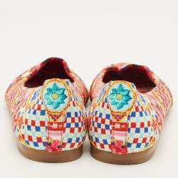 مملوكة مسبقًا حذاء باليرينا دولتشي أند غابانا قماش متعدد الألوان مقدمة دائرية مقاس 38