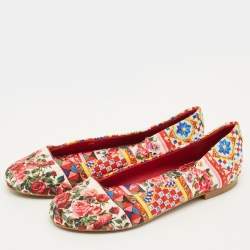 مملوكة مسبقًا حذاء باليرينا دولتشي أند غابانا قماش متعدد الألوان مقدمة دائرية مقاس 38