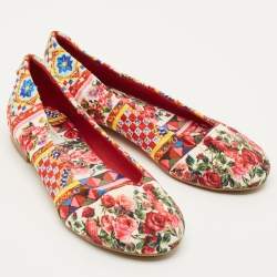 مملوكة مسبقًا حذاء باليرينا دولتشي أند غابانا قماش متعدد الألوان مقدمة دائرية مقاس 38