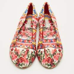 مملوكة مسبقًا حذاء باليرينا دولتشي أند غابانا قماش متعدد الألوان مقدمة دائرية مقاس 38