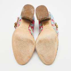 مملوكة مسبقًا حذاء كعب عالي دولتشي أند غابانا قماش أزرق مورد سير حرف تي مقاس 40