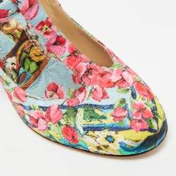 مملوكة مسبقًا حذاء كعب عالي دولتشي أند غابانا قماش أزرق مورد سير حرف تي مقاس 40