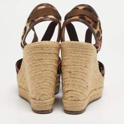 مملوكة مسبقًا إسبادريل كعب روكي دولتشي أند غابانا ملتف حول الكاحل جلد وشعر حصان نقش الفهد مقاس 38