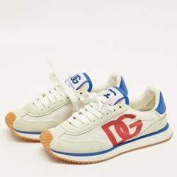 Pre Owned حذاء رياضي دولتشي أند غابانا شبكي و شامواه متعدد الألوان بشعار DG برقب منخفضة مقاس 39