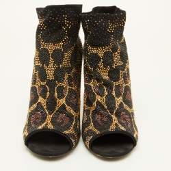 Pre Owned Dolce & Gabbana Size 40 Black Stretch Fabric Metal Rhinestone Embellished Ankle Booties