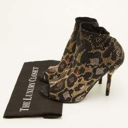 Pre Owned Dolce & Gabbana Size 40 Black Stretch Fabric Metal Rhinestone Embellished Ankle Booties