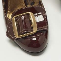 Pre Owned حذاء كعب عالي دولتش ي أند غابانا جلد أسود لامع بإبزيم مقدمة مفتوحة مقاس 40