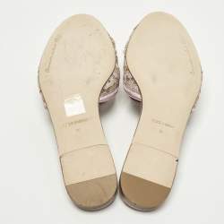 Pre Owned Dolce & Gabbana Sofia Size 36 Purple Lace and Satin  Crystal Embellished Flat Slide 