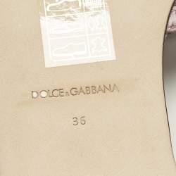 Pre Owned Dolce & Gabbana Sofia Size 36 Purple Lace and Satin  Crystal Embellished Flat Slide 