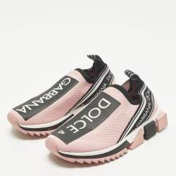 Pre Owned حذاء رياضي دولتشي أند غابانا سليبي أون قماش محبوك وردي سورينتو مقاس 37