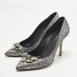 Pre Owned حذاء كعب عالي دولتشي أند غابانا بيولتش جلد منقوش بلون خمري مقاس 36