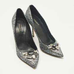 Pre Owned حذاء كعب عالي دولتشي أند غابانا بيولتش جلد منقوش بلون خمري مقاس 36