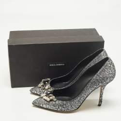 Pre Owned حذاء كعب عالي دولتشي أند غابانا بيولتش جلد منقوش بلون خمري مقاس 36