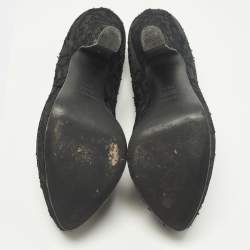 Pre Owned حذاء كعب عالي دولتشي أند غابانا دانتيل أسود و شباك مقدمة مفتوحة مقاس 37