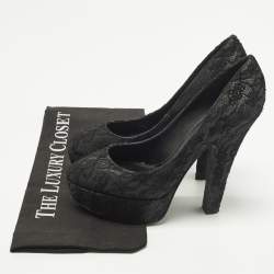 Pre Owned حذاء كعب عالي دولتشي أند غابانا دانتيل أسود و شباك مقدمة مفتوحة مقاس 37