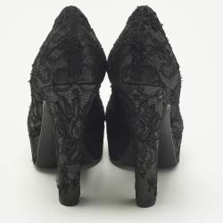 Pre Owned حذاء كعب عالي دولتشي أند غابانا دانتيل أسود و شباك مقدمة مفتوحة مقاس 37