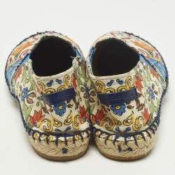 Pre Owned Dolce & Gabbana Majolica Size 35 Multicolor Canvas Espadrille Flats
