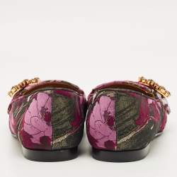 مملوكة مسبقًا Dolce & Gabbana Size 39 Multicolor Jacquard Crystal Embellished Buckle Loafers