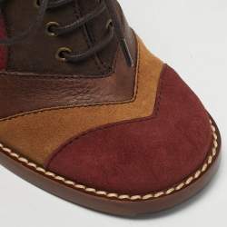 Pre Owned Dolce & Gabbana Size 39 Multicolor Leather and Suede Booties