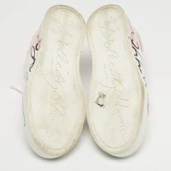 Pre Owned حذاء رياضي دولتشي أند غابانا بورتوفينو جلد أبيض/وردي مقياس 39.5