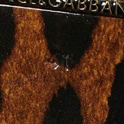 Pre Owned حذاء كعب عالي دولتشي �أند غابانامطبوع مورد مقدمة مدببة جلد لامع أسود مقاس 39.5