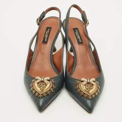 Pre Owned حذاء كعب عالي دولتشي أند غابانا DG لوغو جلد براء لامع أسود بفتحة كعب مقاس 39