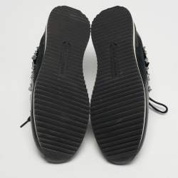 مملوكة مسبقًا حذاء رياضي دولتشي أند غابانا دانتيل وجلد باللون الأسود مرصع بالكريستال برباط مقاس 39