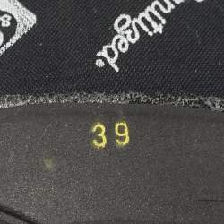 مملوكة مسبقًا حذاء رياضي دولتشي أند غابانا دانتيل وجلد باللون الأسود مرصع بالكريستال برباط مقاس 39