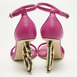 Pre Owned صندل بكعب كاحل جلد زهري مقاس 38 باروك دي جي كيرا دولتشي & غابانا