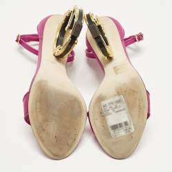 Pre Owned صندل بكعب كاحل جلد زهري مقاس 38 باروك دي جي كيرا دولتشي & غابانا