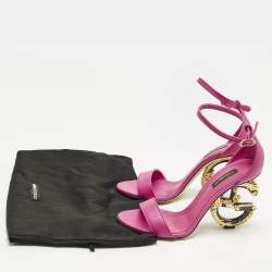 Pre Owned صندل بكعب كاحل جلد زهري مقاس 38 باروك دي جي كيرا دولتشي & غابانا