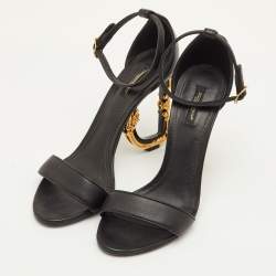 مملوكة مسبقًا Dolce & Gabbana Keira DG Heel Size 40 Black Leather Ankle Strap Sandals