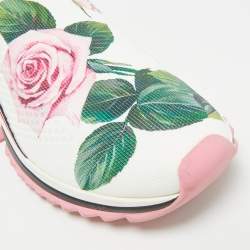 Pre Owned Dolce & Gabbana Sorrento Size 38 Multicolor Knit Fabric Flora Print Slip On Sneakers