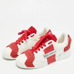 مملوكة مسبقًا حذاء رياضي دولتشي أند غابانا بورتوفينو برباط شعار الماركة جلد أسود وذهبي مقاس 38.5