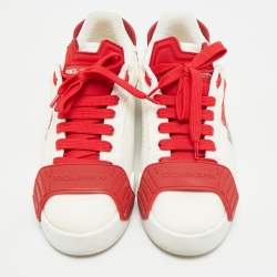 مملوكة مسبقًا حذاء رياضي دولتشي أند غابانا بورتوفينو برباط شعار الماركة جلد أسود وذهبي مقاس 38.5