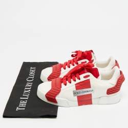 مملوكة مسبقًا حذاء رياضي دولتشي أند غابانا بورتوفينو برباط شعار الماركة جلد أسود وذهبي مقاس 38.5