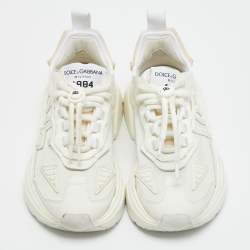 Pre Owned Dolce & Gabbana Daymaster Size 35 White Leather and Nylon Lace Up Sneakers