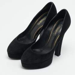 Pre Owned Dolce & Gabbana Size 37 Black Suede Platform Pumps