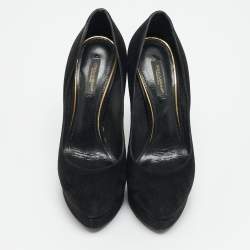 Pre Owned Dolce & Gabbana Size 37 Black Suede Platform Pumps